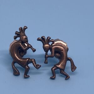 Vintage Sterling Kokopelli Earrings Native American Flute Player Sterling Silver